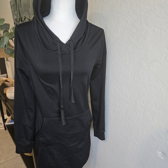 Fabletics Women's Black Yukon Hoodie Sweatshirt Mini Dress Size S - Picture 2 of 11